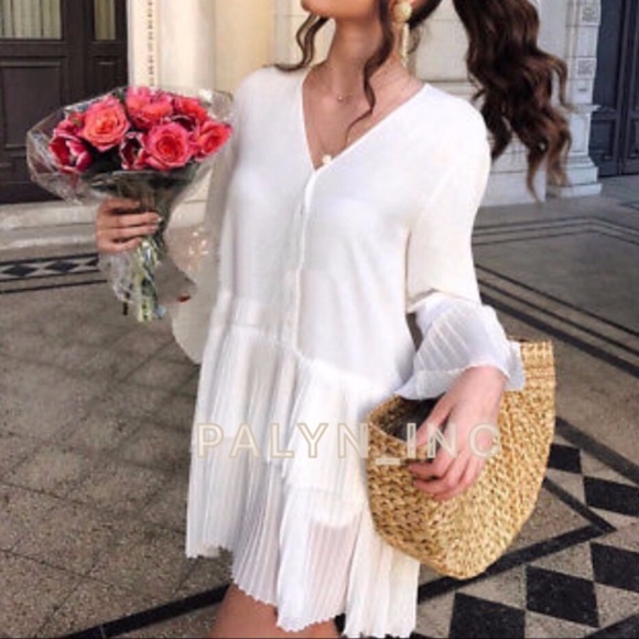 zara white blouse dress